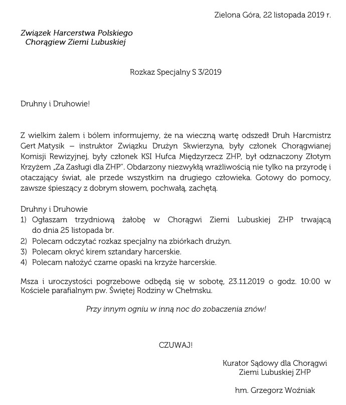 2019-11-22 Rozkaz specjalny Gerd Matysik