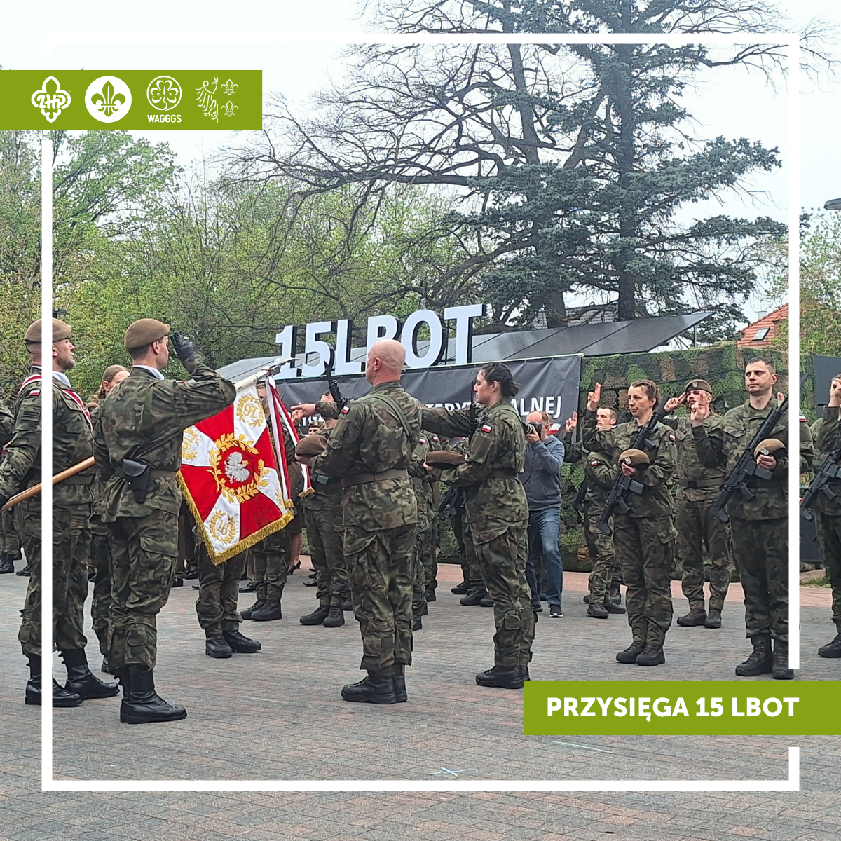Przysięga wojskowa 15 LBOT w Nowej Soli - Chorągiew Ziemi Lubuskiej ZHP